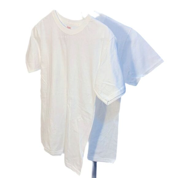 Hanes 2 T-Shirts Undershirts Youth Large White 100% Cotton Crew Neck Lot 2. - Picture 1 of 9